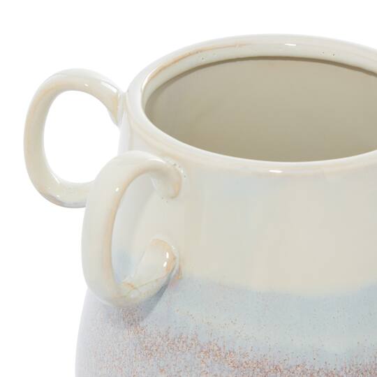 Set of 2 White Ceramic Farmhouse Vase, 12" x 10" x 9"